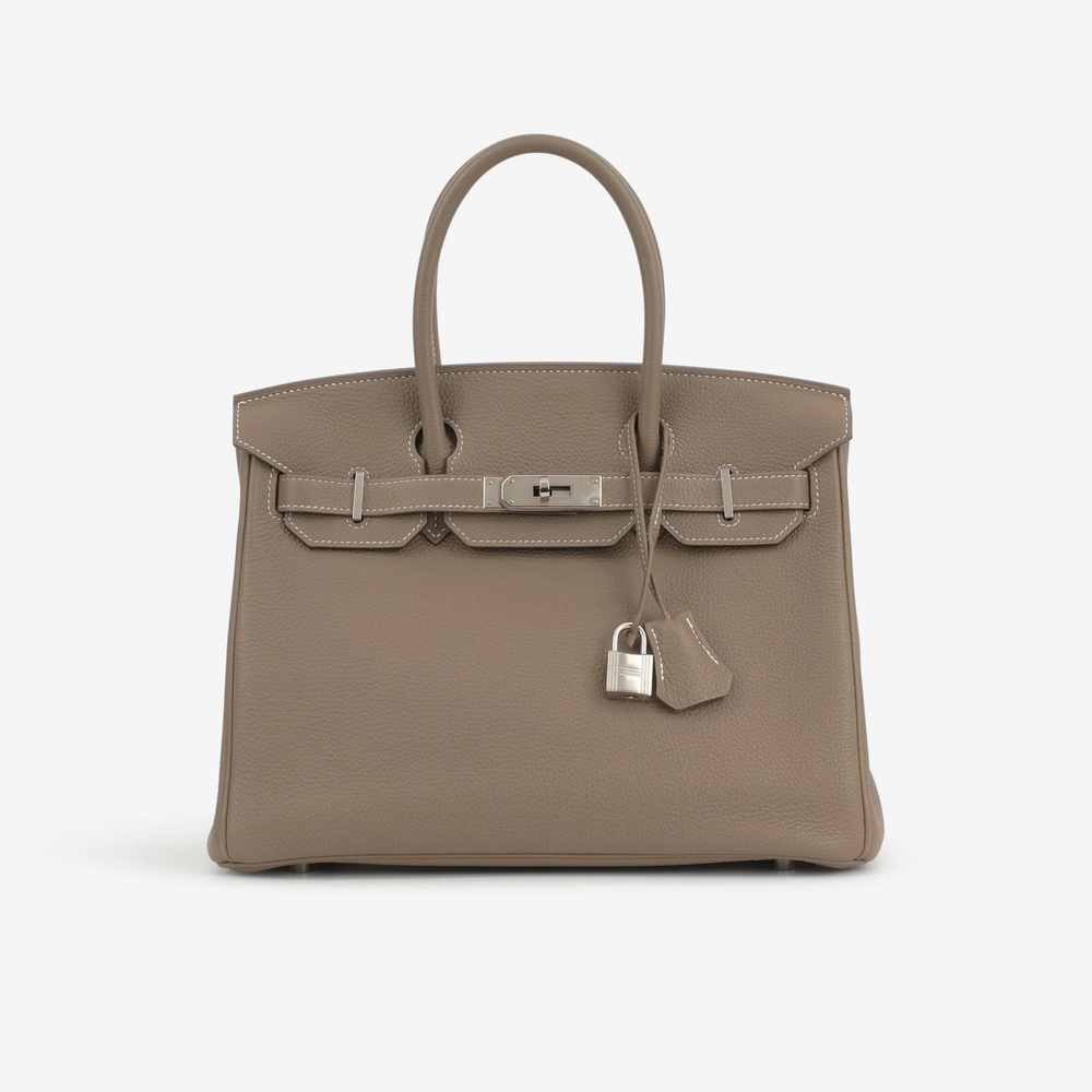Taupe Grained Leather Handbag for Women | Soft-Structured City Tote