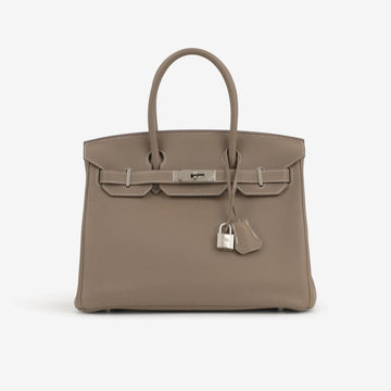 Taupe Grained Leather Handbag for Women | Soft-Structured City Tote