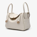 Luxury Designer Leather Shoulder Bag 26cm | Cream Pebbled Genuine Leather