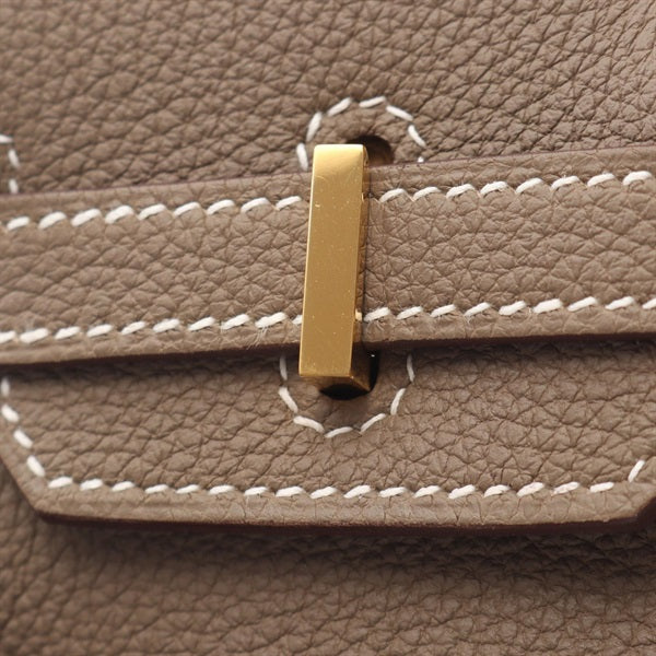 Luxury Taupe Grey Leather Handbag | Gold Hardware