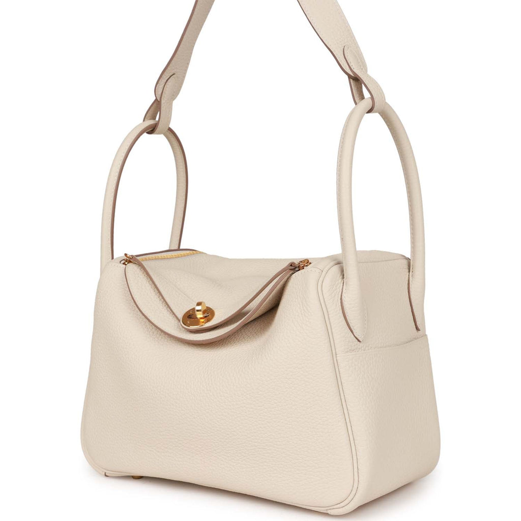 Luxury Designer Leather Shoulder Bag 26cm | Cream Pebbled Genuine Leather