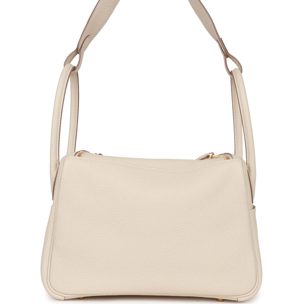 Luxury Designer Leather Shoulder Bag 26cm | Cream Pebbled Genuine Leather